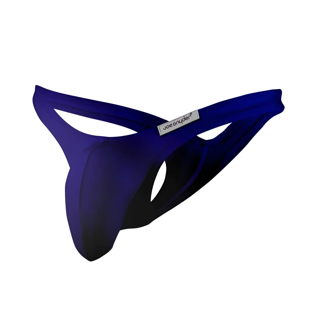 Deep blue joe snyder maxi bulge thong with sleek form fitting design and subtle black gradient front