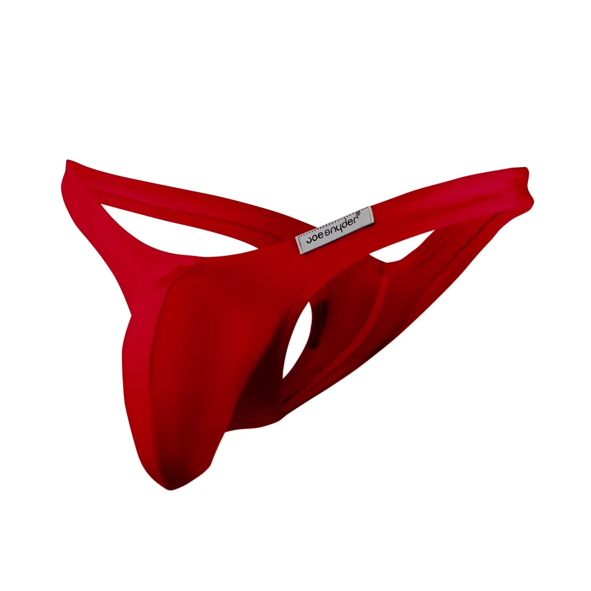 Red joe snyder maxi bulge thong with sleek form fitting design and smooth fabric in vibrant red color