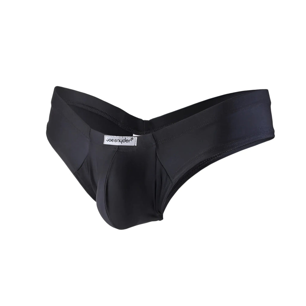 Black joe snyder polyester mini cheek men’s briefs with smooth fabric and supportive pouch design