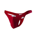 Red joe polyester thong underwear with smooth form-fitting design and supportive waistband showing back side