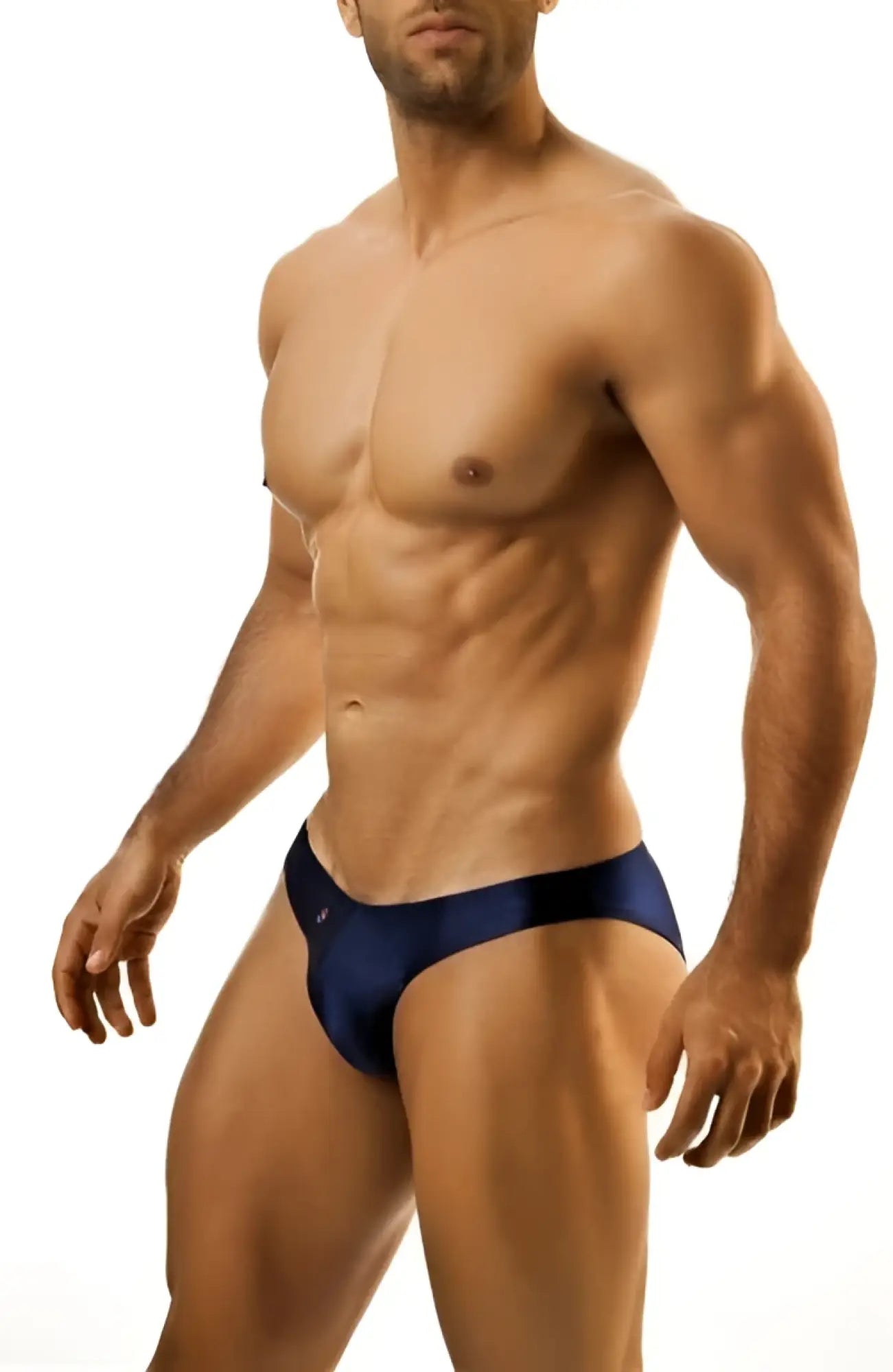 Navy blue Joe Snyder Print Bikini Classic swim trunks with sleek form-fitting design for comfortable swimming