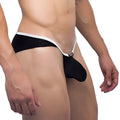 Joe snyder sock it minicheek bikini underwear black jockstrap with white trim and small brand tag size l