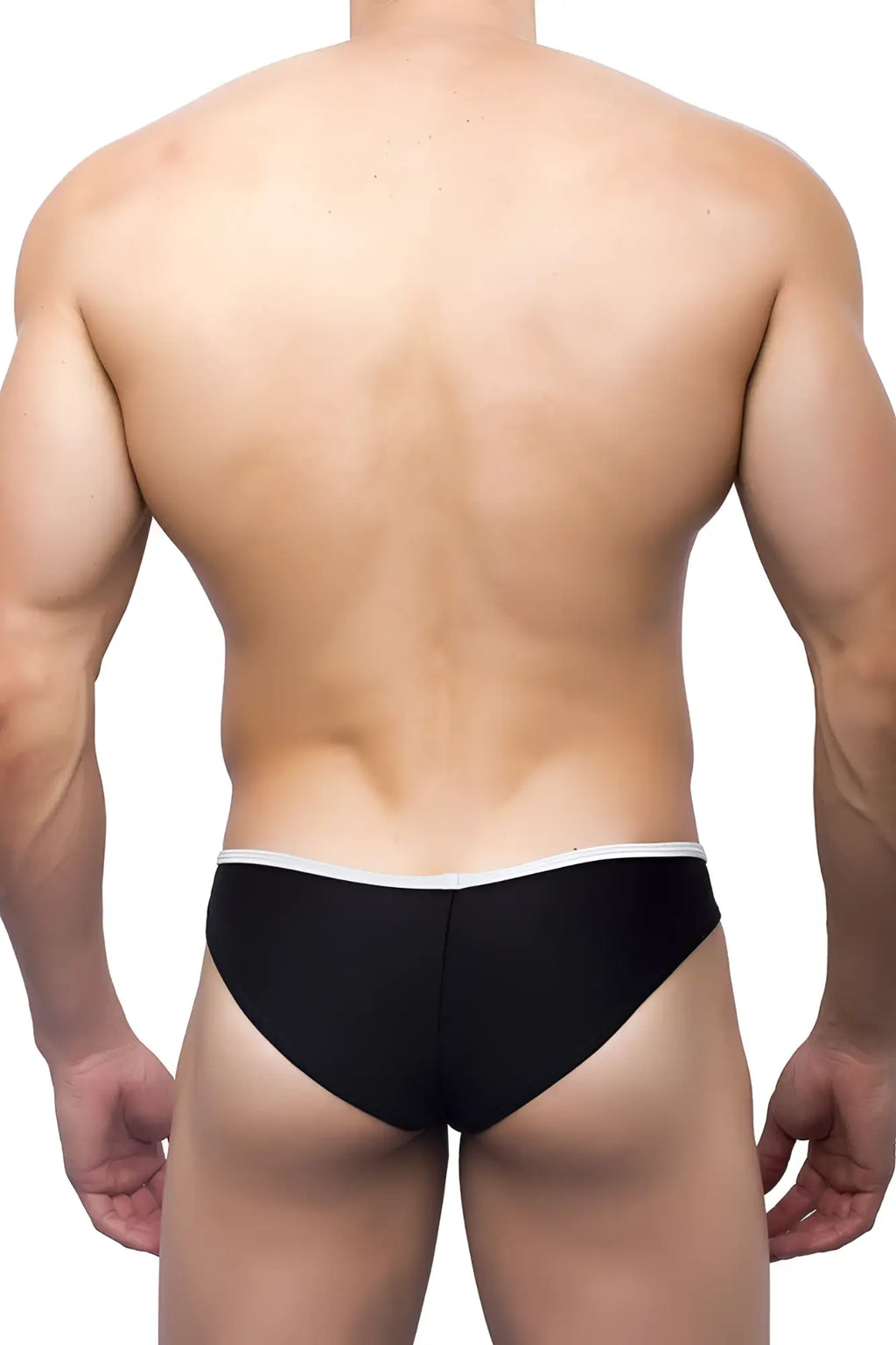 Black joe snyder sock it minicheek bikini briefs with white waistband size l for comfortable everyday wear