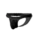 Black lace thong joe snyder jsl03 with intricate floral patterns and scalloped waistband in black lace material
