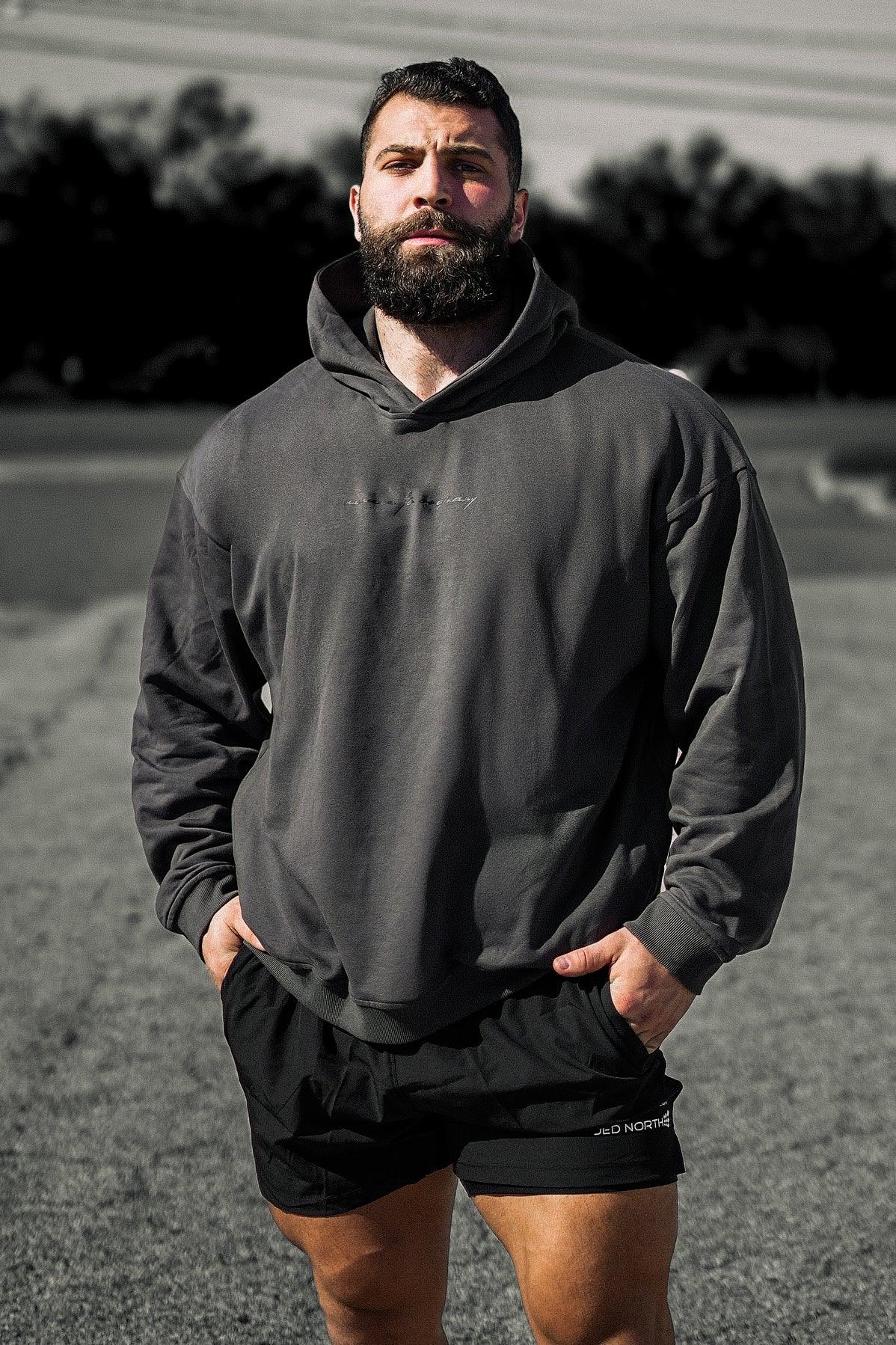 Jed North Essentials Relaxed Hoodie - Dunkelgrau