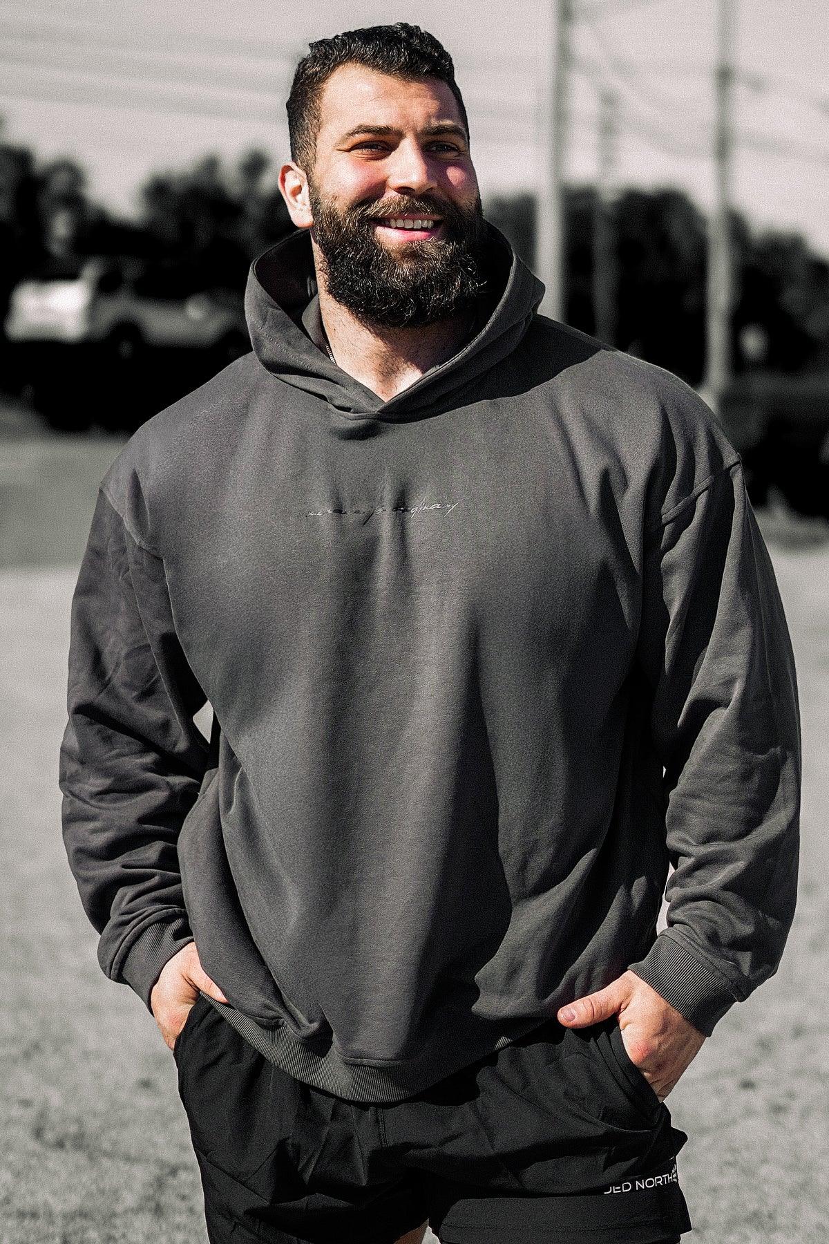 Jed North Essentials Relaxed Hoodie - Dunkelgrau