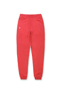 Joie Limited Edition joggers in cherry red with soft stretchy fabric and subtle embroidered logos on the thigh