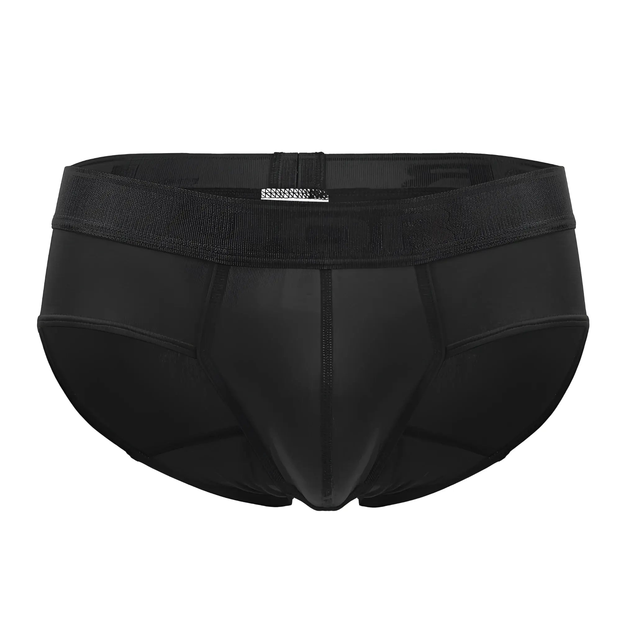 Black jor 2047 element briefs with smooth form-fitting design and textured waistband featuring metallic logo
