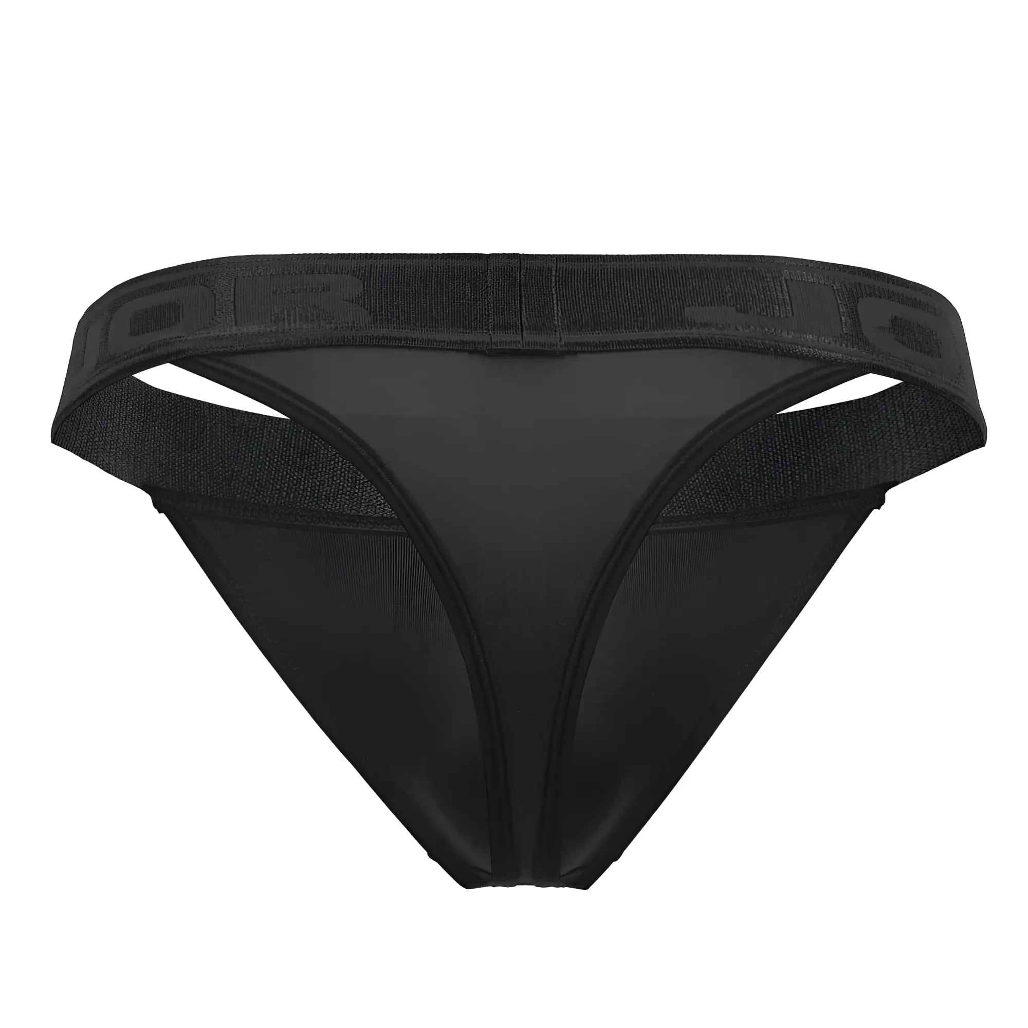 Black jor 2050 element thong briefs with wide textured elastic waistband and embossed branding for athletic use