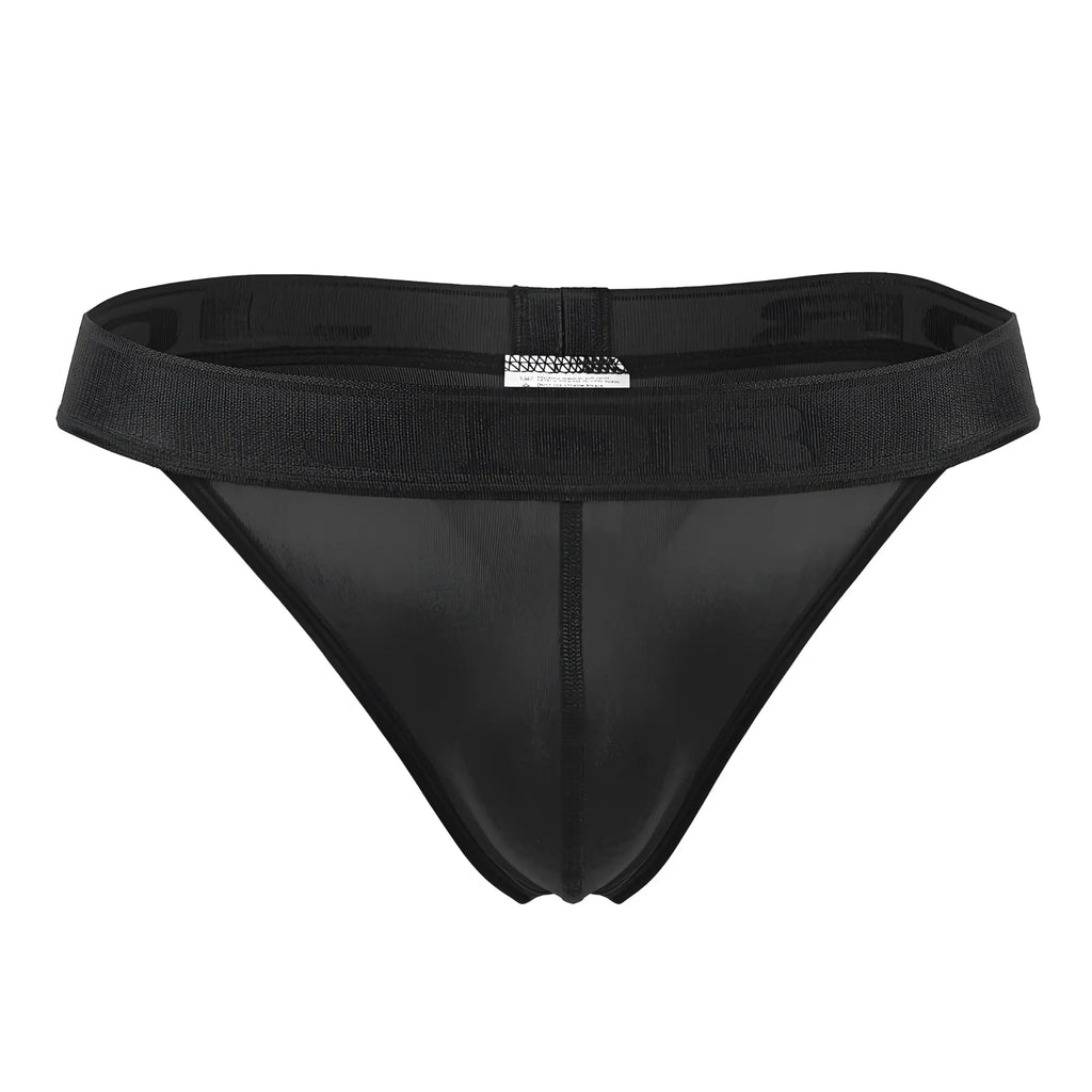 Black JOR 2050 Element thong featuring a mesh fabric and a textured elastic waistband