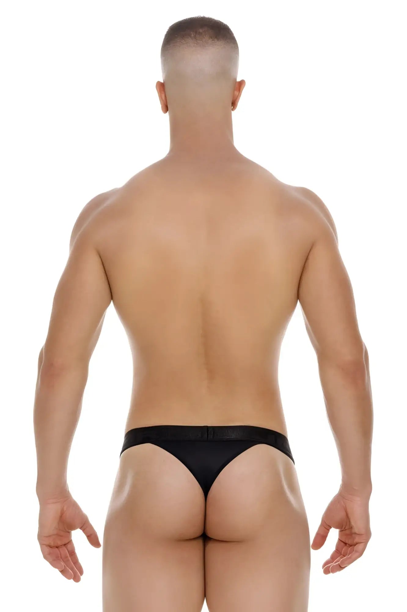 Black jor 2050 element thong briefs with a smooth sleek design showing the back side of the product