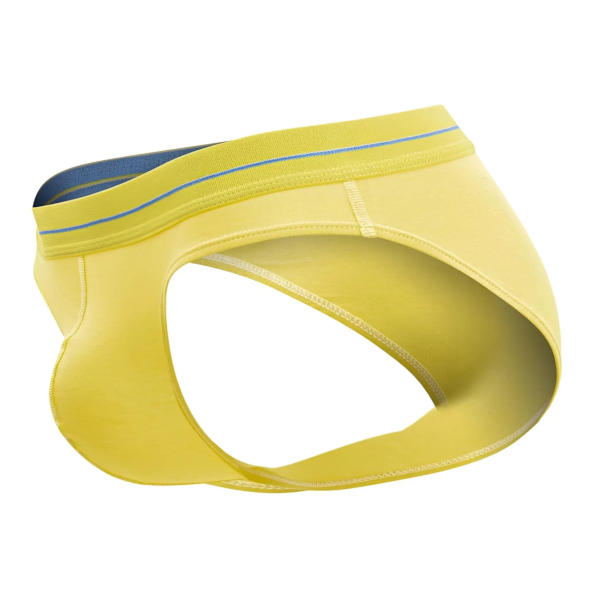 Yellow jor 2053 daily bikini briefs with blue waistband and subtle stitching details for comfortable wear