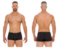 Black jor 2056 college trunks boxer briefs with olive green trim and subtle textured pattern for comfortable wear