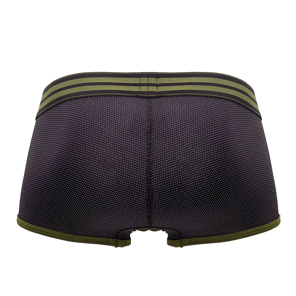 Black jor 2056 college trunks briefs with olive green trim and subtle dotted texture for comfortable wear