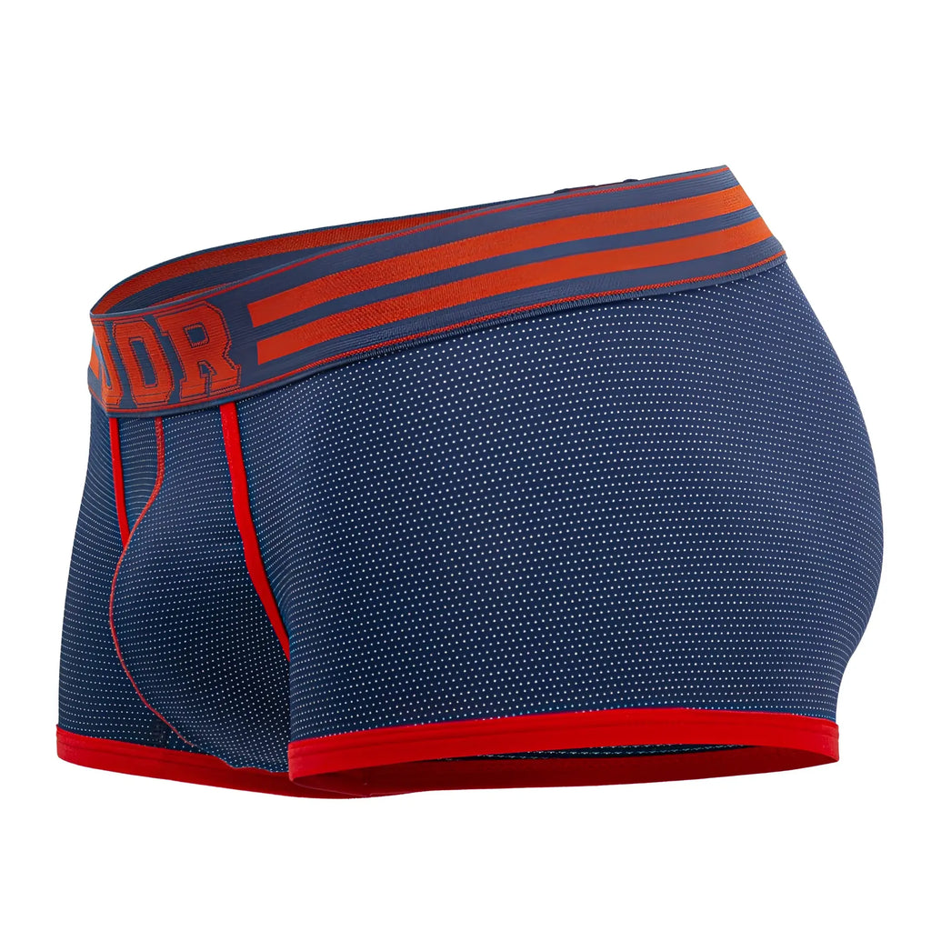 Navy blue jor 2056 college trunks boxer briefs with red trim and orange branded waistband for comfortable wear