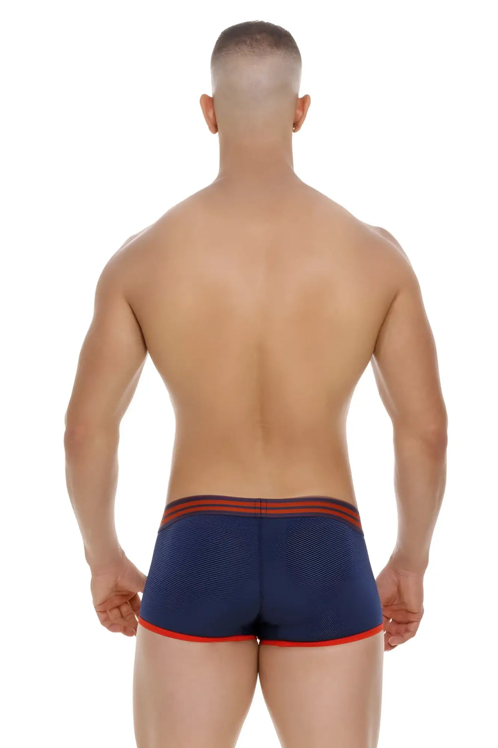 Navy blue jor 2056 college trunks briefs with red trim and matching waistband featuring textured fabric