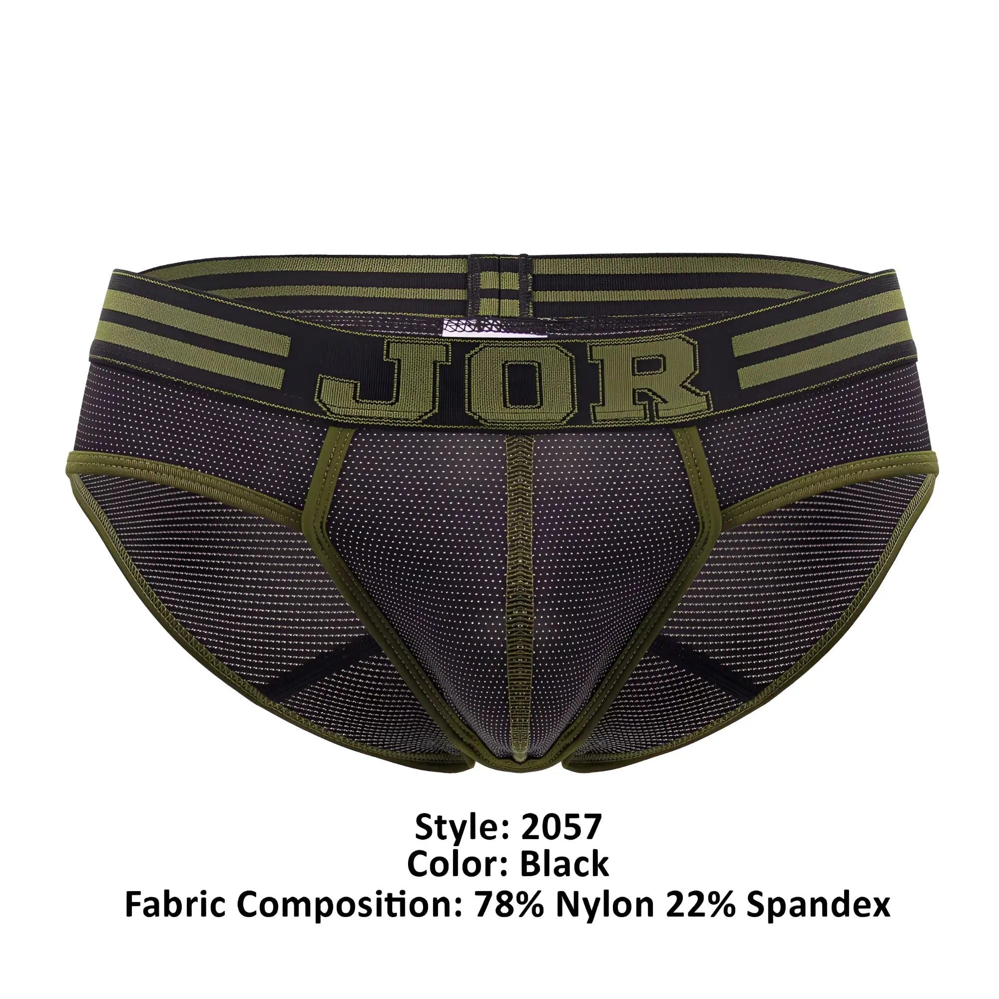 Black and olive green jor 2057 college briefs with breathable mesh fabric design for athletic use