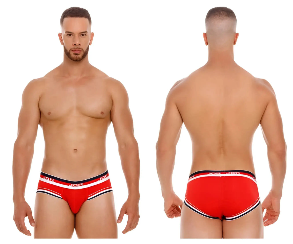Red JOR 2062 sailor briefs for men with white and navy trim offering comfortable everyday wear