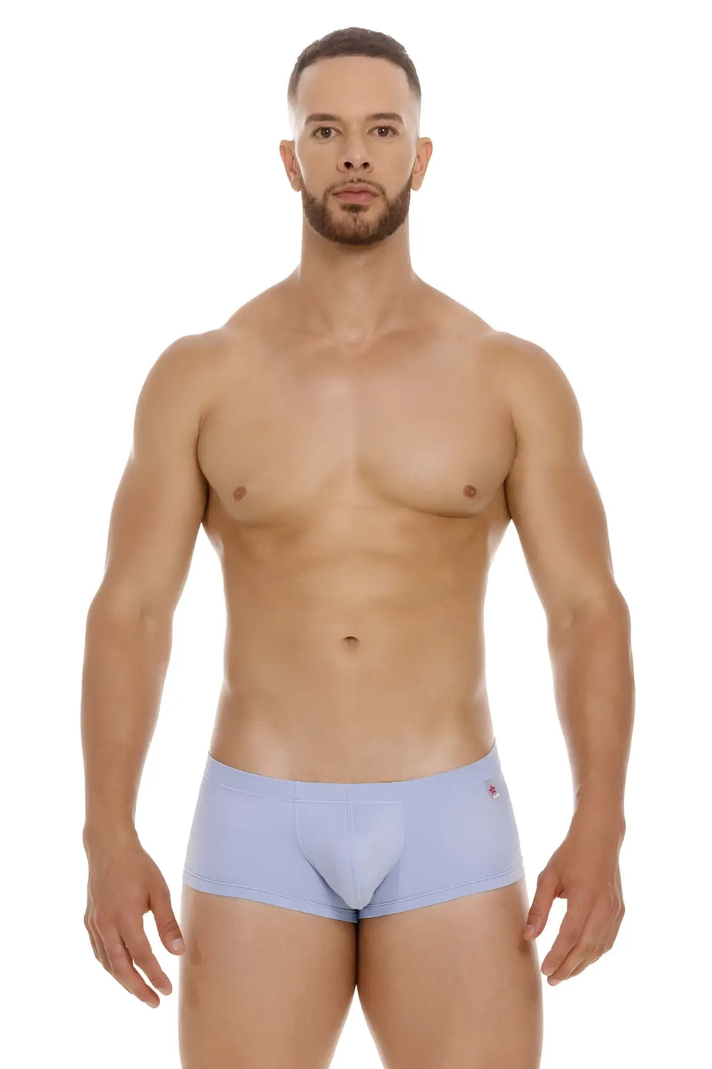 Jor 2069 orion trunks sky blue light blue form-fitting men’s briefs with subtle red logo on waistband