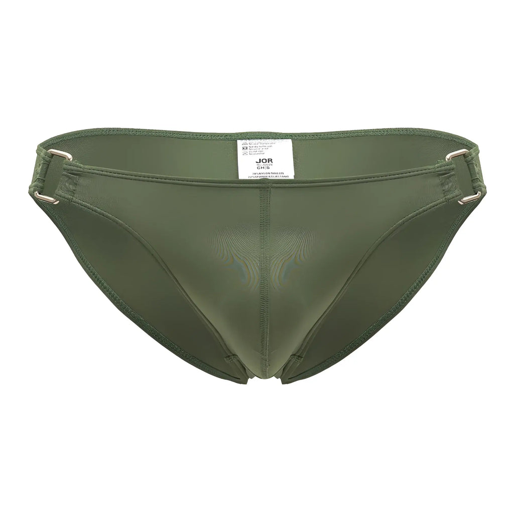 Olive green jor 2072 titan bikini briefs with metallic side clasps and comfortable fabric for everyday wear