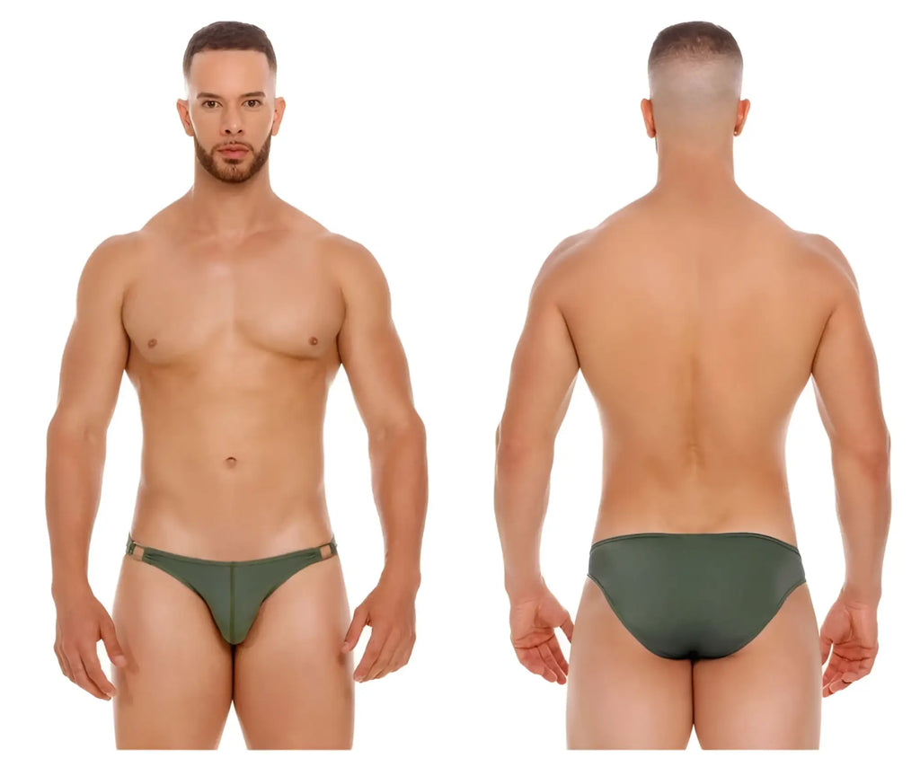 Olive green jor 2072 titan bikini briefs with sleek form fitting design and subtle side tabs for comfortable wear