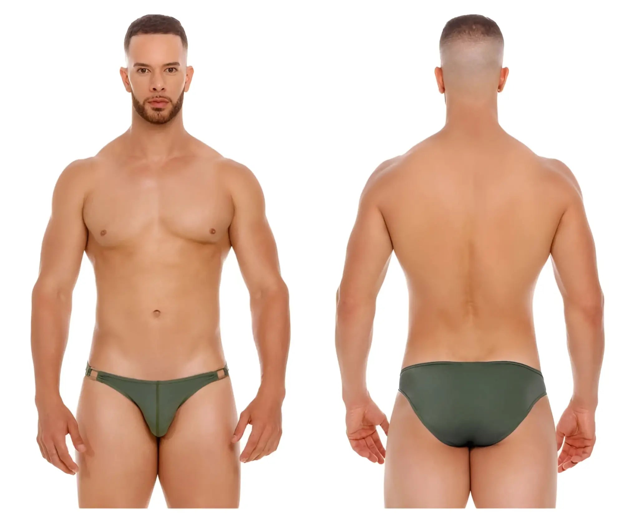 Olive green jor 2072 titan bikini briefs with sleek form fitting design and subtle side tabs for comfortable wear