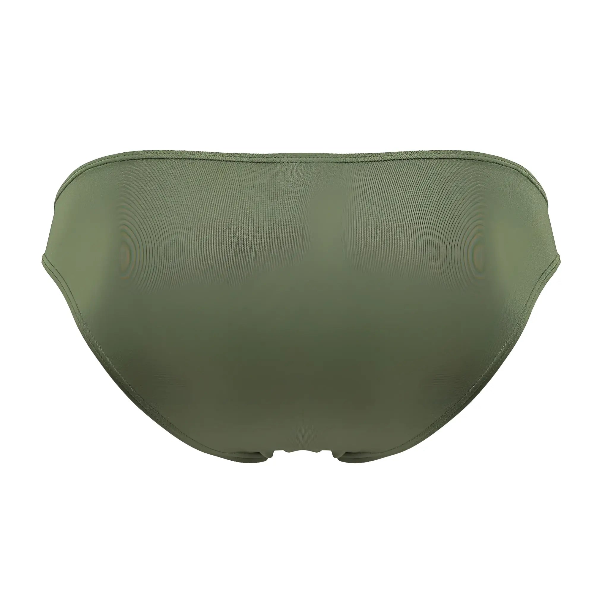 Olive green textured fabric bikini bottom jor 2072 titan bikini back side showing fit and material details
