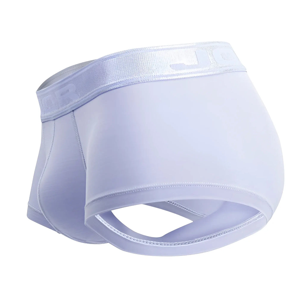 White men’s briefs jor 2140 element trunks in light blue with subtle sheen and elastic waistband featuring logo