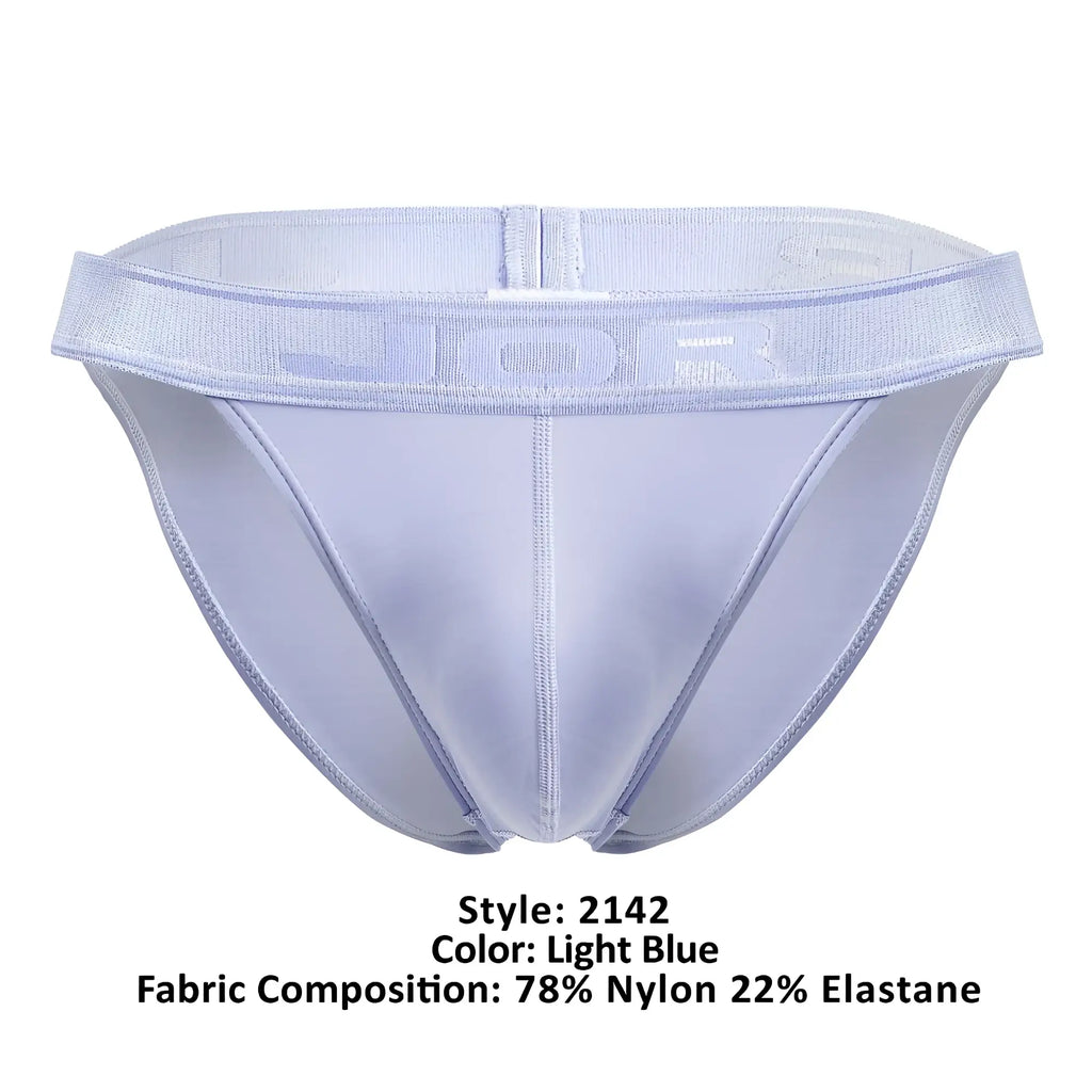 Light blue JOR 2142 element bikini briefs made of 78 nylon 22 elastane with a supportive waistband and subtle branding