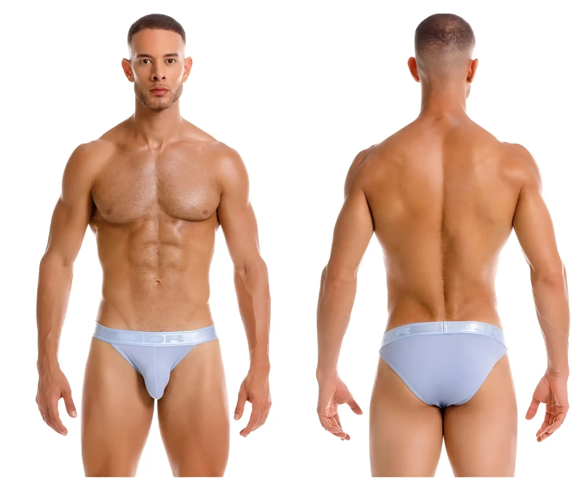 Light blue jor 2142 element bikini briefs with smooth stretchy fabric and subtle logo on the waistband