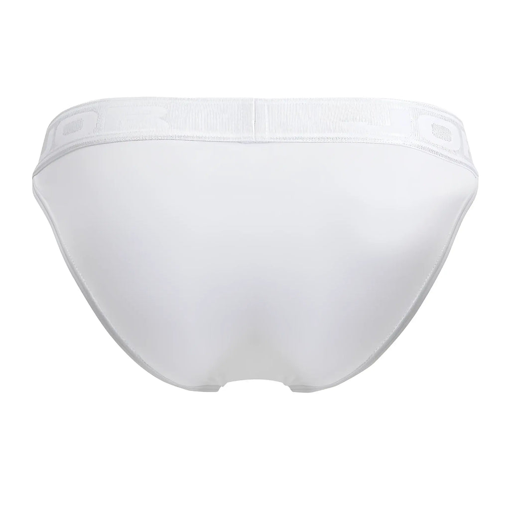 White jor 2142 element bikini briefs with a subtle textured waistband and clean minimalist design in white color