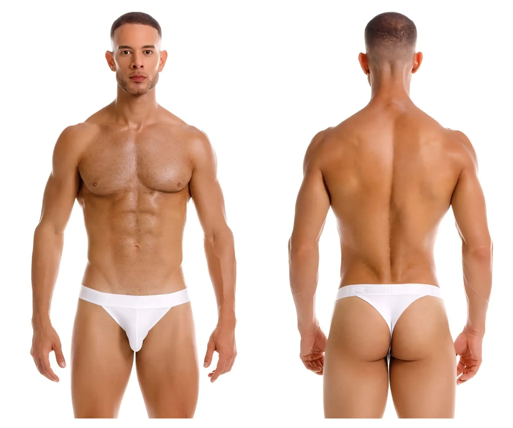 White jor 2144 element thongs seamless smooth briefs showcasing front view in comfortable fabric