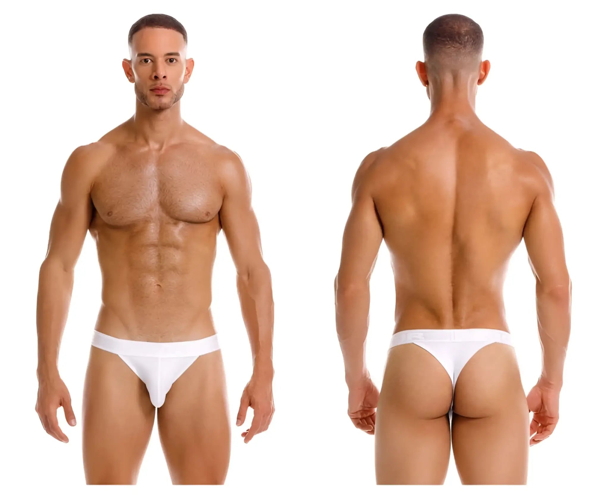 White jor 2144 element thongs seamless smooth briefs showcasing front view in comfortable fabric
