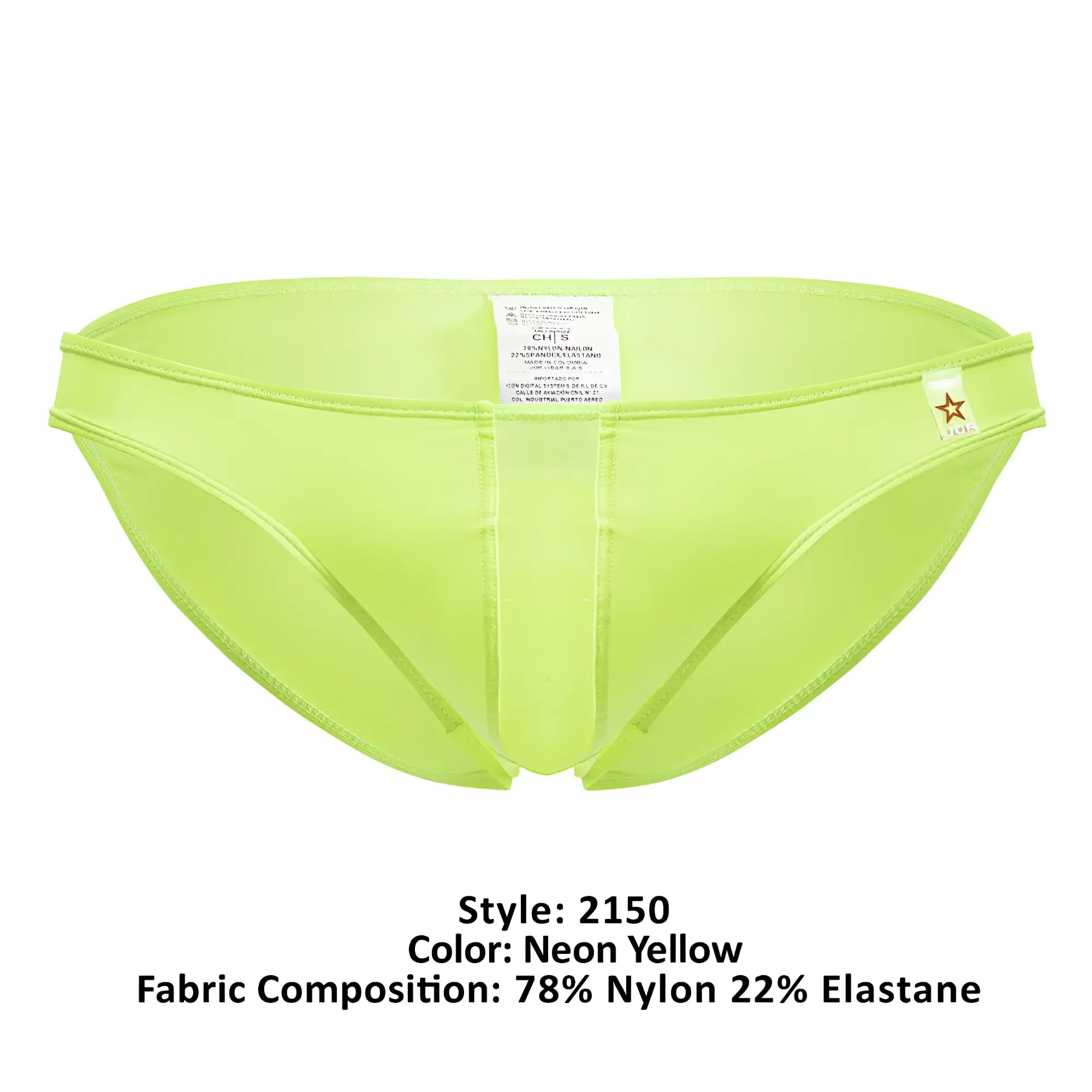 Neon yellow men’s swim trunks JOR 2150 Apolo bikini made of 78% nylon and 22% elastane with a sleek design