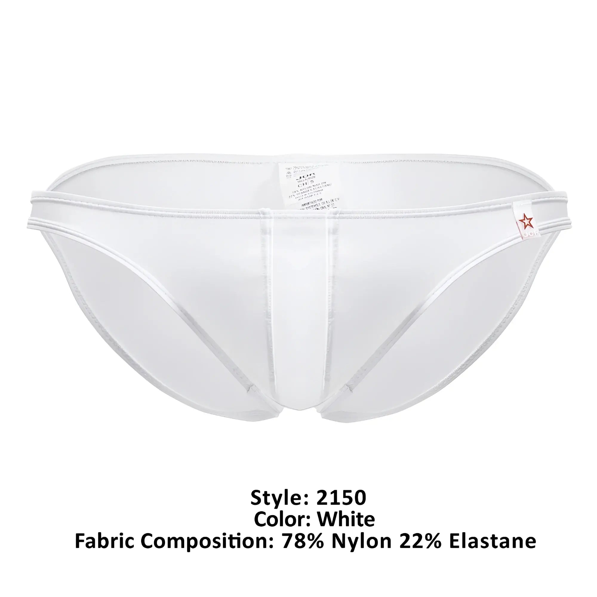 White jor 2150 apolo bikini briefs made of 78 nylon 22 elastane with sleek design and subtle seam detailing