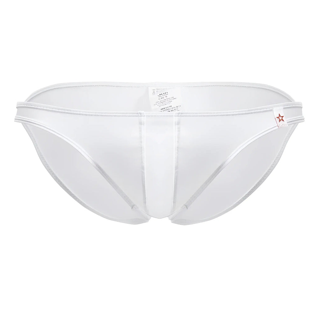 White jor 2150 apolo bikini briefs with sleek form-fitting white mesh and subtle stitching details