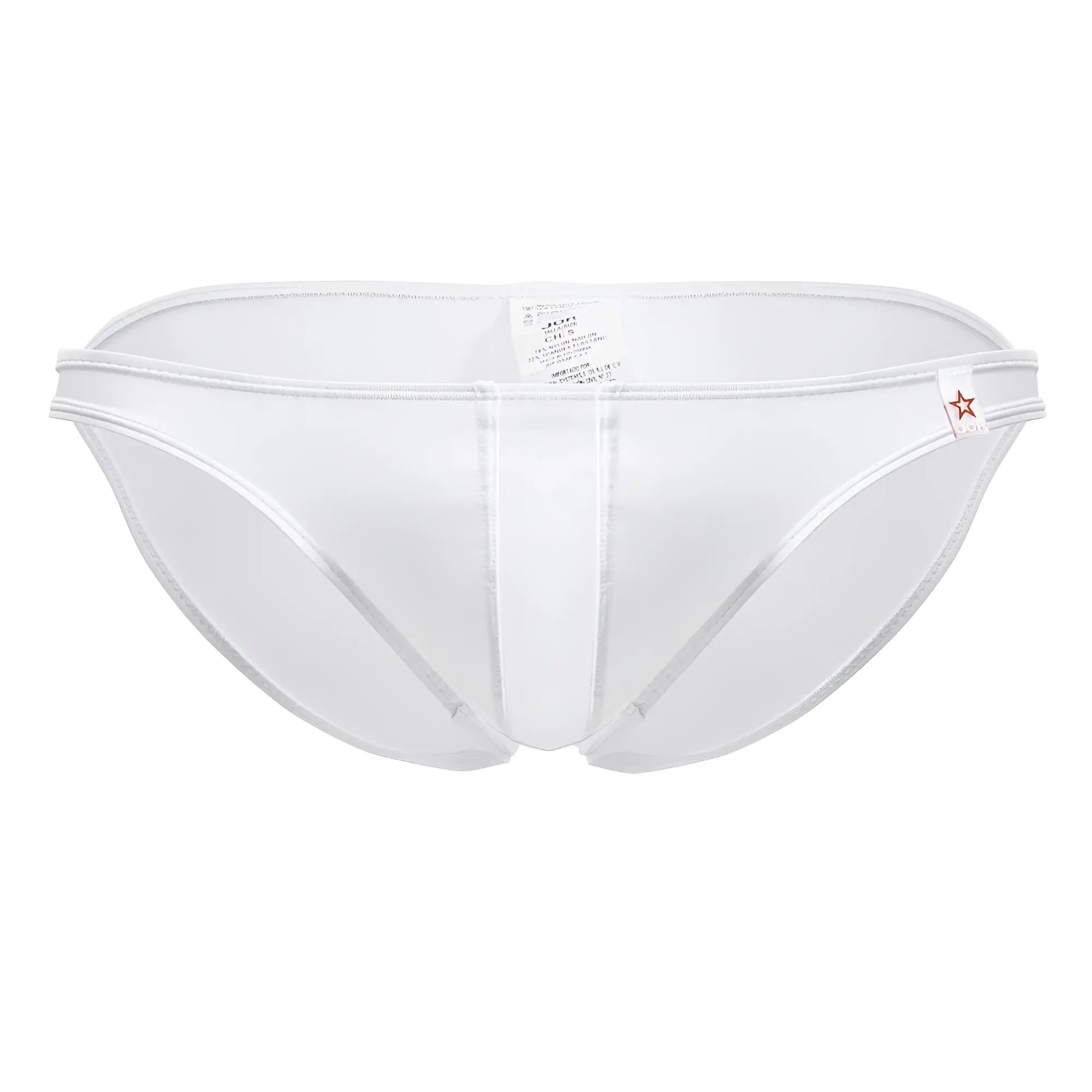 White jor 2150 apolo bikini briefs with sleek form-fitting white mesh and subtle stitching details