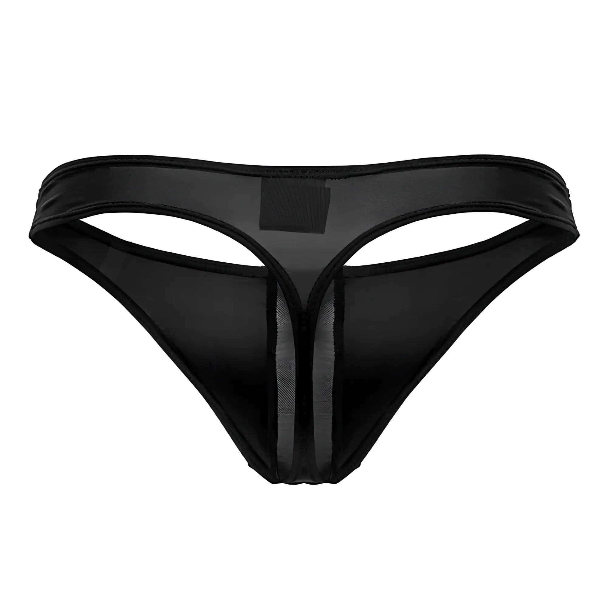Black sheer mesh thong jor 2151 apolo thong with solid black waistband and center panel front view