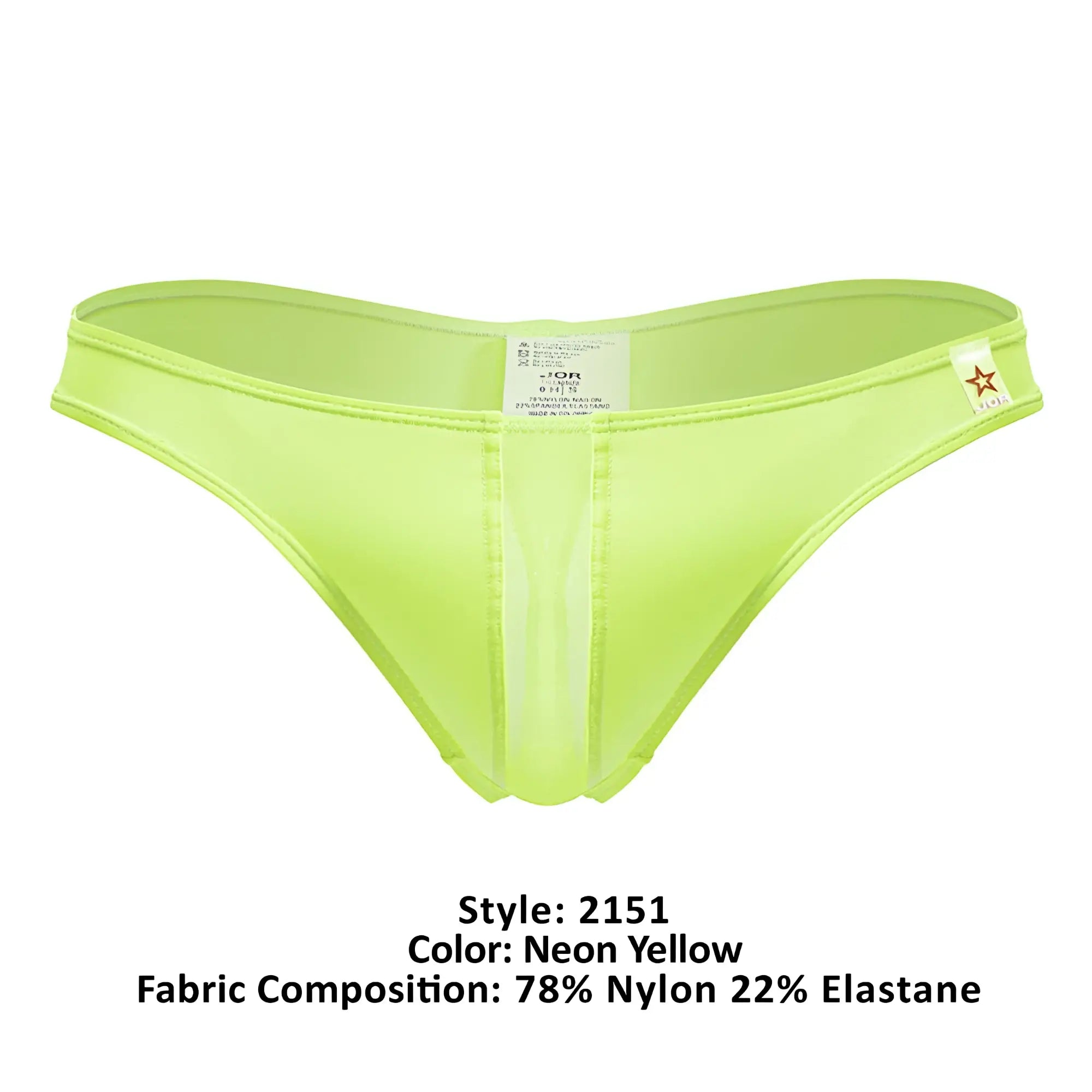 Neon yellow jor 2151 apolo thong bikini bottom made of 78 nylon 22 elastane with sleek form-fitting design