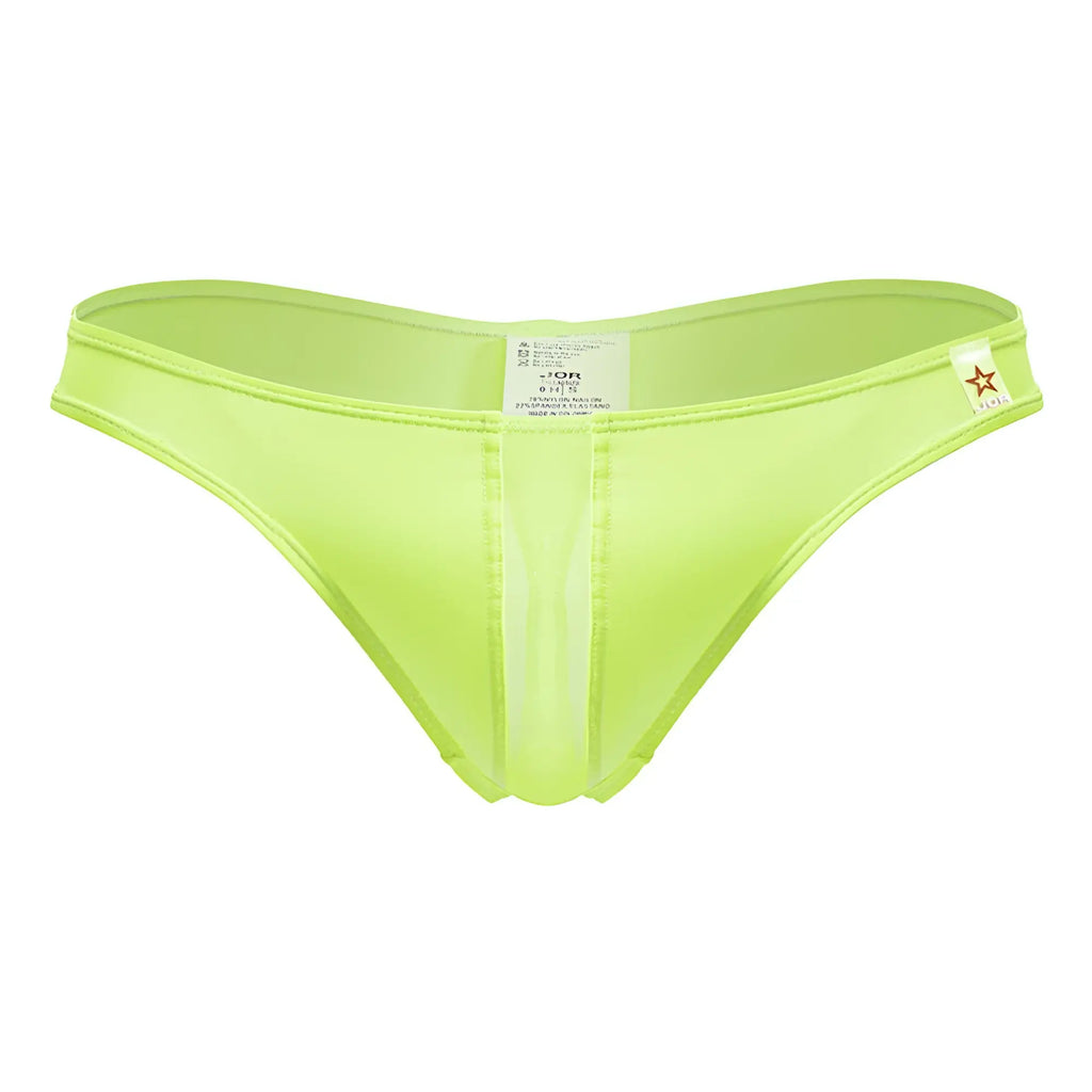 Bright lime green sheer mesh jor 2151 apolo thong with minimalist design and small star logo on the side
