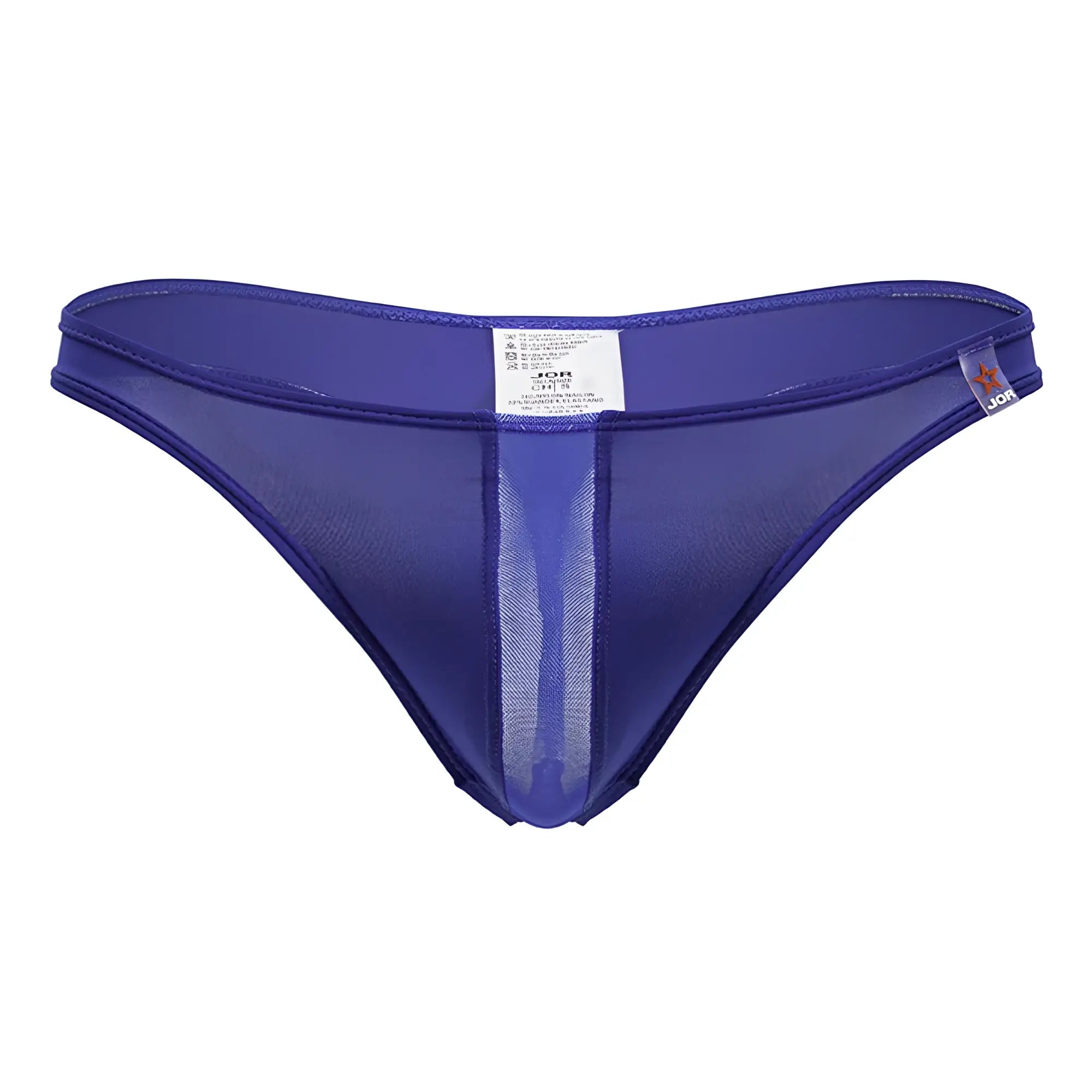 Purple jor 2151 Apolo thong with sheer mesh and solid fabric waistband with side seam
