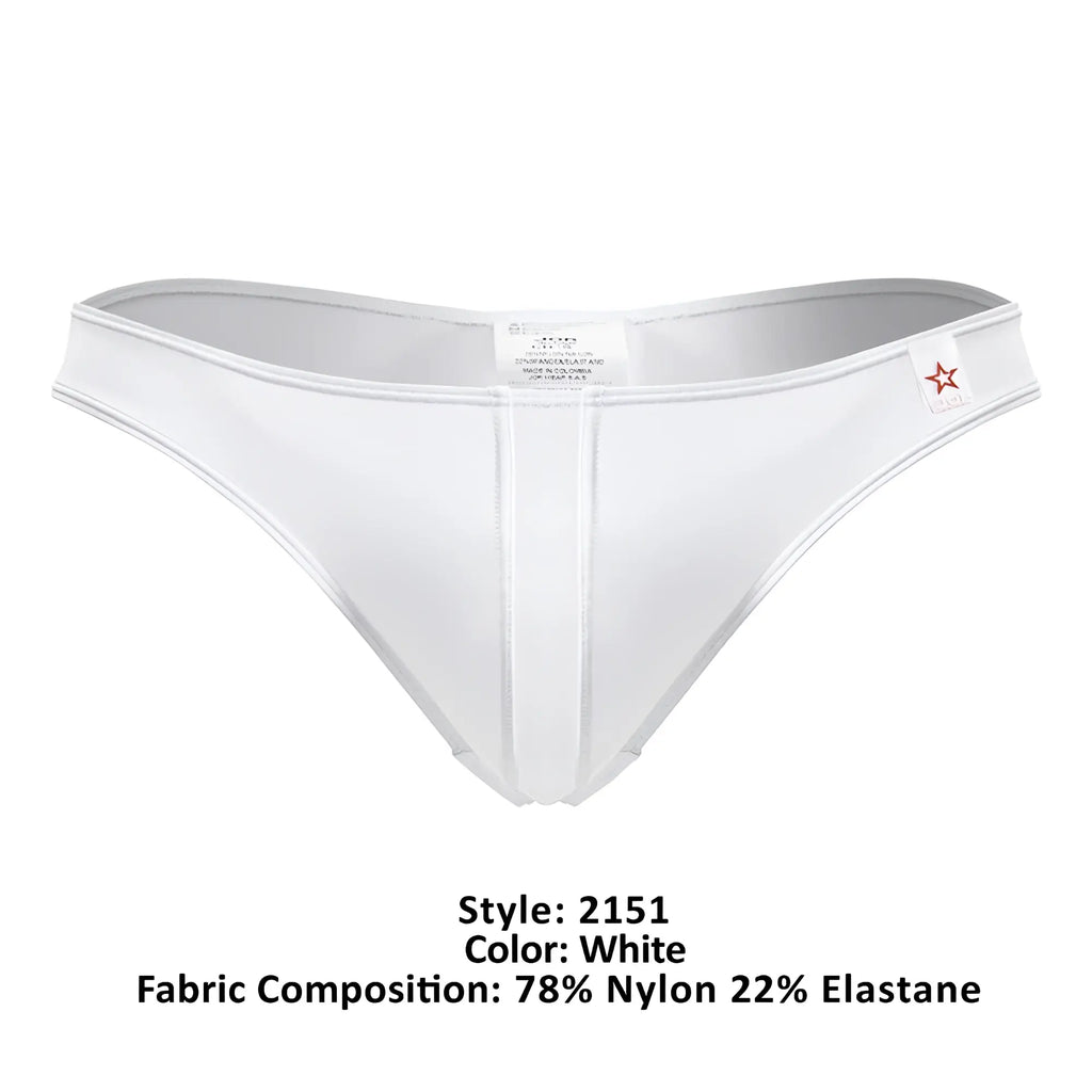 Jor 2151 apolo thongs white men’s briefs with sleek design made of 78% nylon and 22% elastane with subtle vertical seams