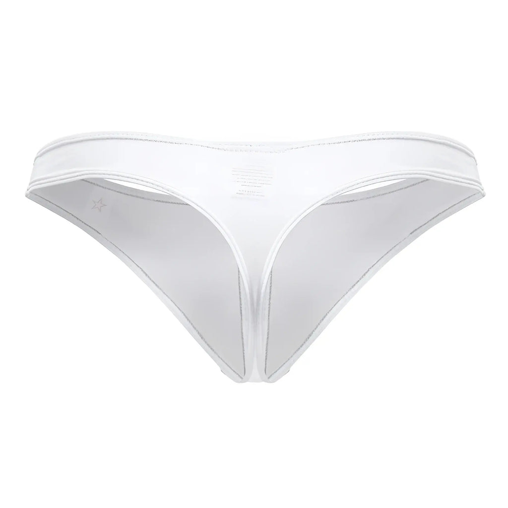 White sheer mesh thong jor 2151 apolo thongs with thin waistband and subtle stitching details front view