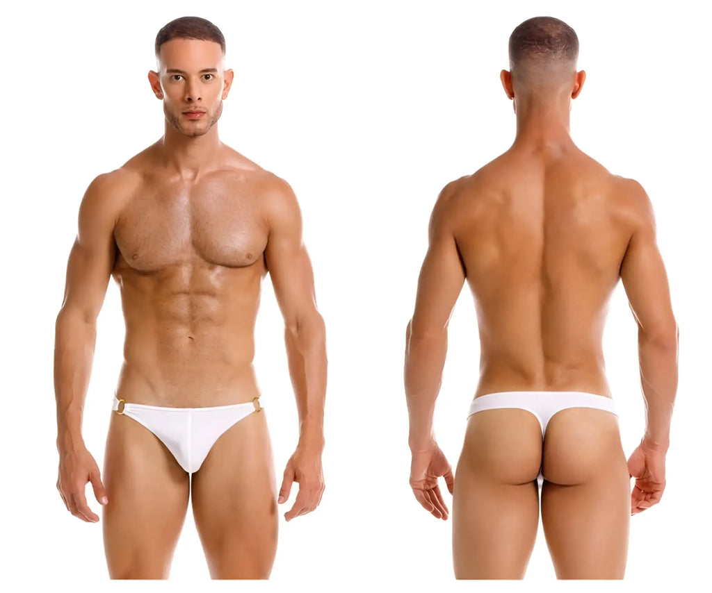 White briefs with gold-tone hardware at the waistband from JOR 2153 Magnus thongs in white color