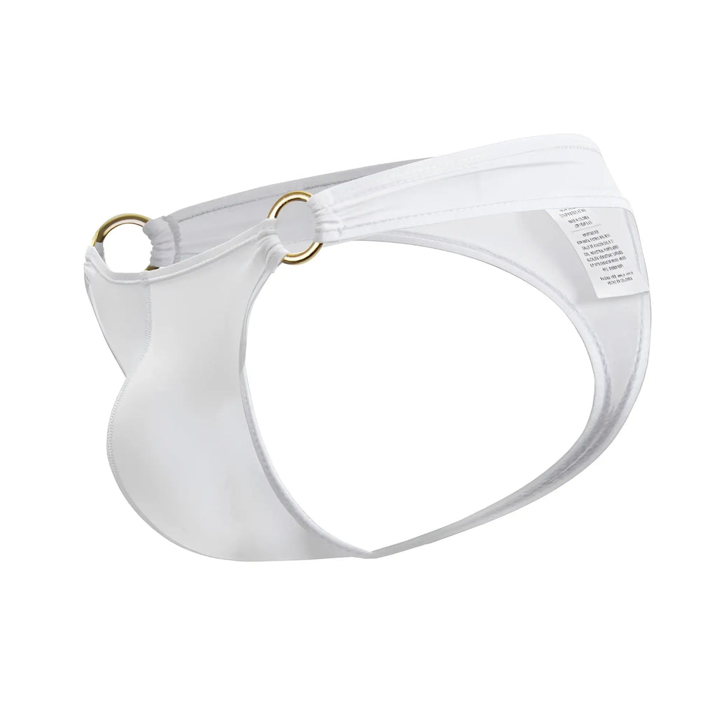 White satin-like fabric briefs with gold-toned metal rings jor 2153 magnus thongs in white color