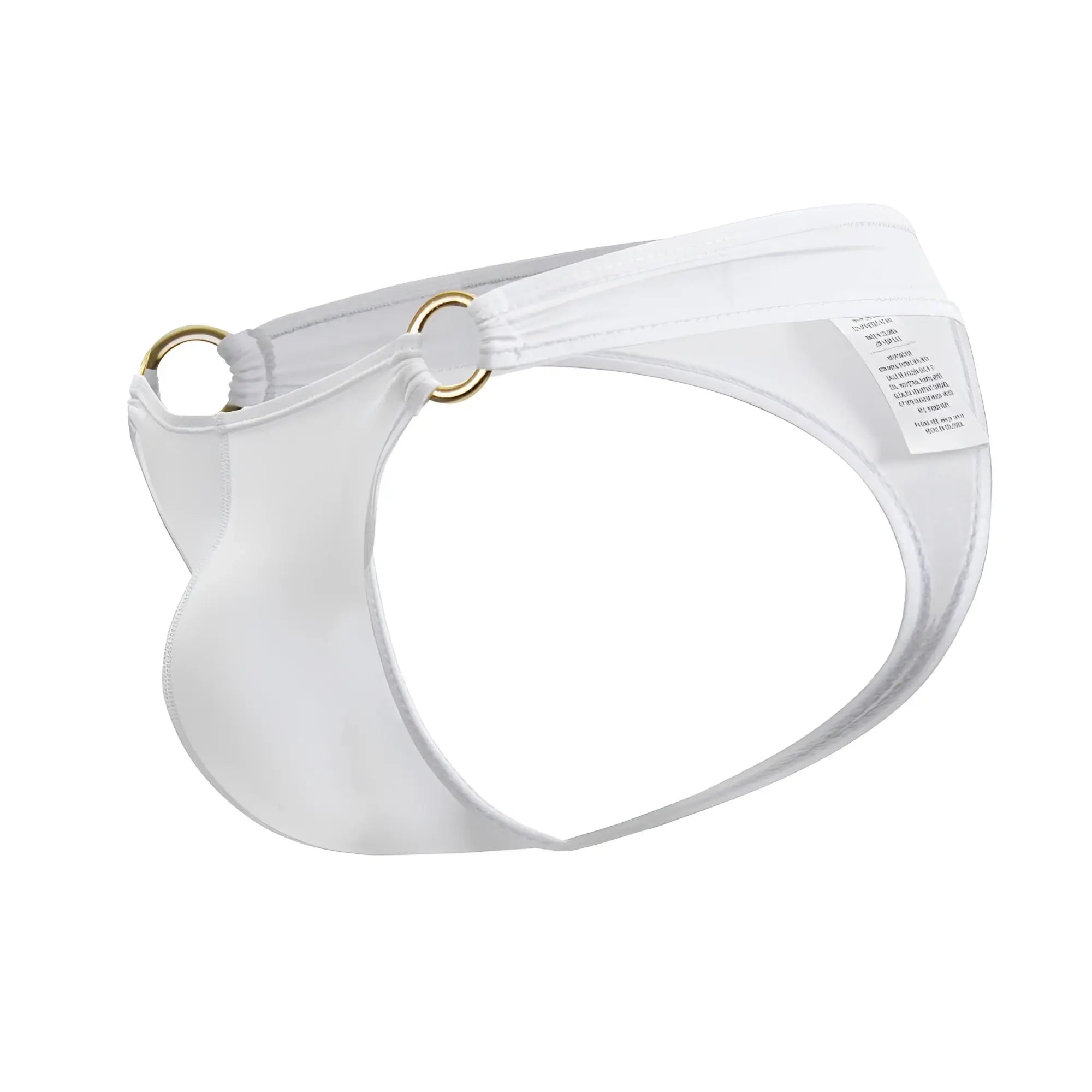 White satin-like fabric briefs with gold-toned metal rings jor 2153 magnus thongs in white color