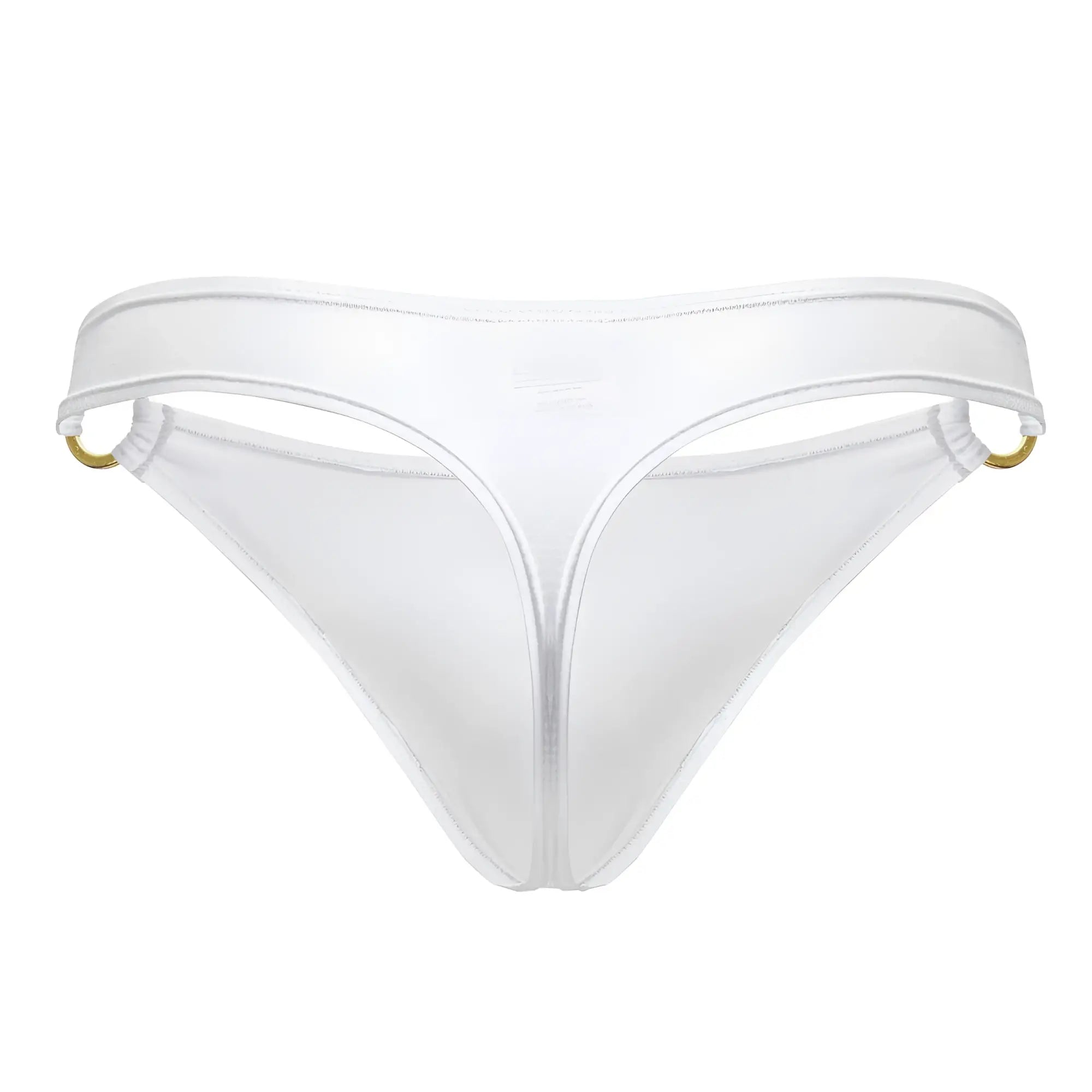 White thong bikini bottom jor 2153 magnus with gold-tone metal rings at the sides in white color