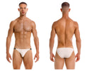 Beige jor 2156 eros bikini briefs with black trim at the waistband in a soft fabric for comfortable wear