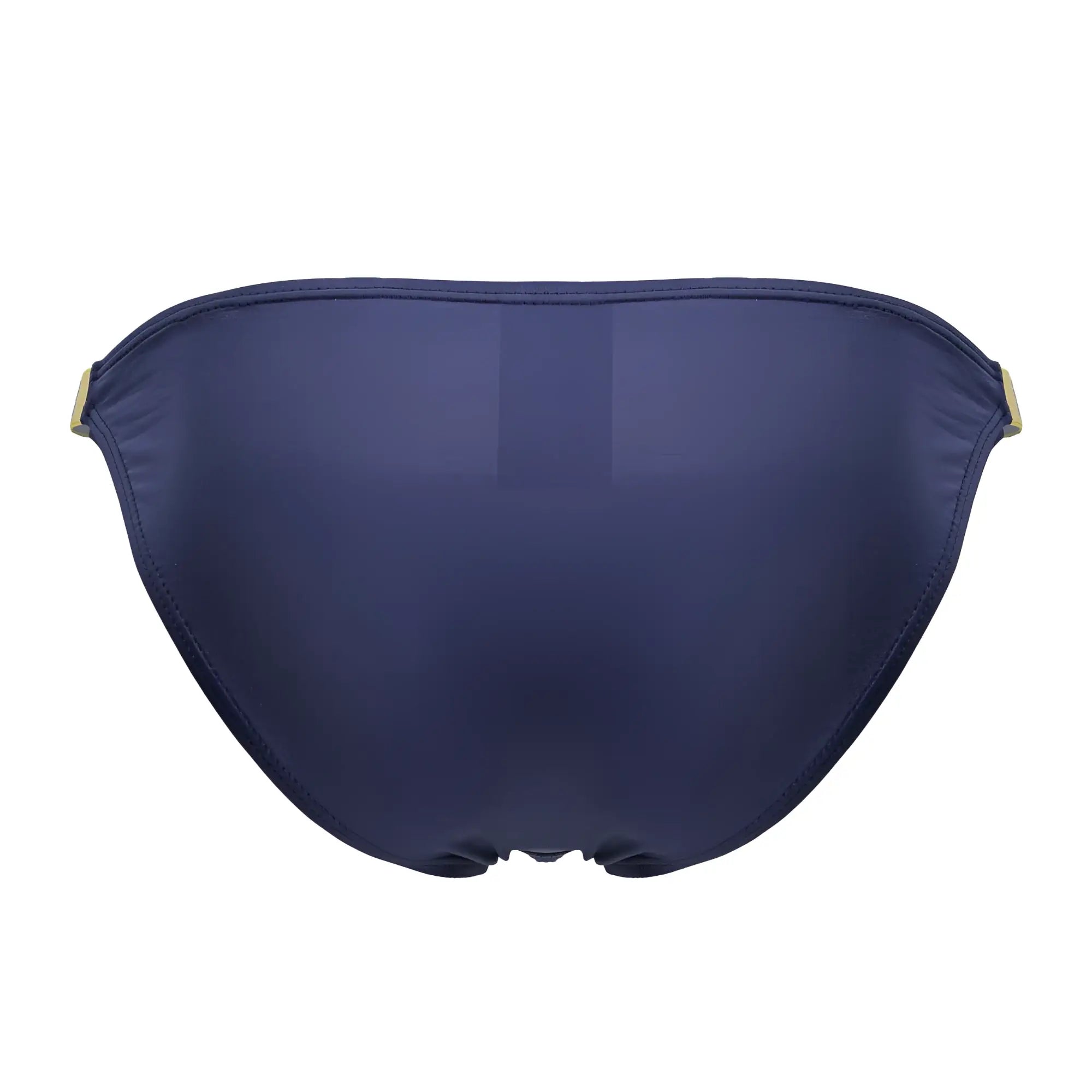 Navy blue eros bikini bottom with gold toned side ties in petrol color for stylish beachwear