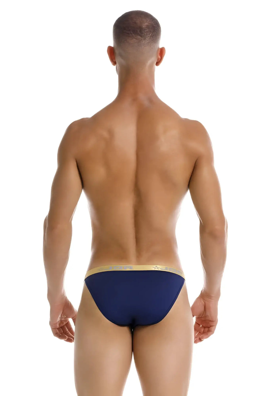 Navy blue jor 2159 ares bikini briefs with gold trim waistband designed for comfortable everyday wear